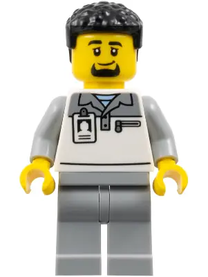 CTY1839:  Formula 1 Transport Truck Driver - Male, Light Bluish Gray and White Polo Shirt, Light Bluish Gray Legs, Black Hair, Goatee
