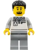 Minifigurka: CTY1839:  Formula 1 Transport Truck Driver - Male, Light Bluish Gray and White Polo Shirt, Light Bluish Gray Legs, Black Hair, Goatee