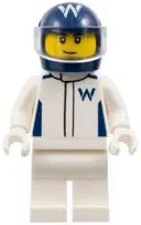 Minifigurka: CTY1847:  Formula 1 Driver, Williams - Male, White Racing Suit, Dark Blue Helmet, Trans-Clear Visor