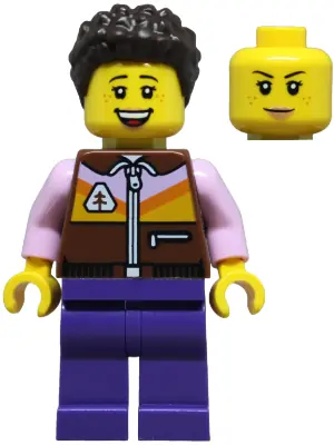 CTY1879:  Mom - Reddish Brown Jacket, Dark Purple Legs, Dark Brown Hair