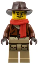 Minifigurka: CTY1896:  Arctic Explorer - Male, Reddish Brown Coat, Dark Tan Legs, Dark Brown Fedora, Red Scarf (Johnny Thunder)