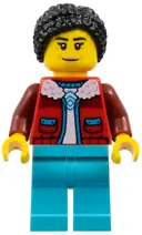 Minifigurka: CTY1897:  Arctic Explorer - Female, Red Jacket over White Shirt, Medium Azure Legs, Black Hair