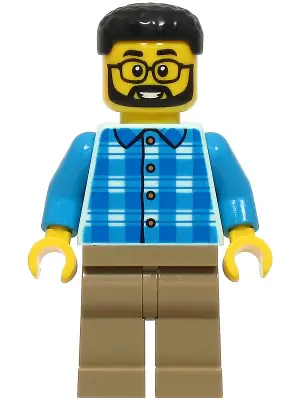 CTY1925:  Dad - Blue and Dark Azure Plaid Shirt, Dark Tan Legs, Black Hair