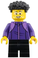 Minifigurka: CTY2005:  Child - Boy, Dark Purple Tracksuit, Black Medium Legs, Coiled Hair