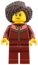 Minifigurka: CTY2006:  Woman - Dark Red Tracksuit, Dark Brown Coiled Hair