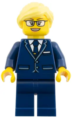 CTY2008:  Passenger Plane Pilot - Female, Dark Blue Suit with Tie, Bright Light Yellow Ponytail