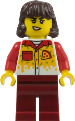 CTY2016:  Pizza Delivery Driver - Female, Dark Red Legs, Dark Brown Hair Mid-Length