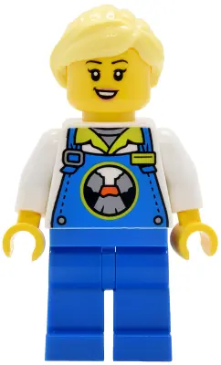 CTY2029:  Lava Land Worker - Female, Blue Overalls and Legs, Bright Light Yellow Hair