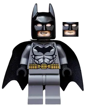 DIM002:  Batman - Dark Bluish Gray Suit, Gold Belt, Black Hands, Starched Cape