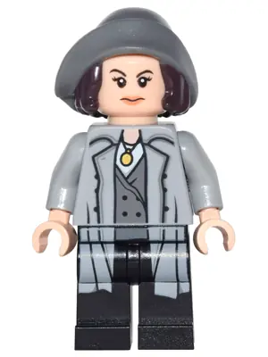 DIM029:  Tina Goldstein - Light Bluish Gray Trench Coat, Hair with Hat