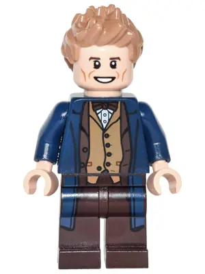 DIM034:  Newt Scamander - Dark Blue Trench Coat, Dark Tan Vest