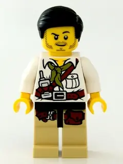 DINO006:  Hero - White Shirt with Olive Green Bandana