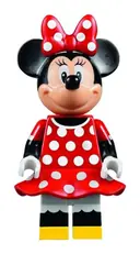 Minifigurka: DIS020:  Minnie Mouse - Red Polka Dot Dress, Plastic Skirt