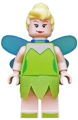 DIS022:  Tinker Bell - Minifigure, Trans-Medium Blue Fairy Wings, Lime Cloth Skirt