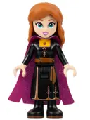 Minifigurka: DIS126:  Anna - Black Dress, Magenta and Dark Purple Cape, Narrow Smile