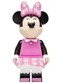 Minifigurka: DIS186:  Minnie Mouse - Dark Pink Top, Dress and Bow with Paw Prints
