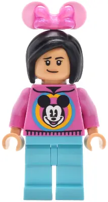DIS209:  Main Street, U.S.A. Park Guest - Female, Dark Pink Mickey Mouse Sweater, Medium Azure Legs