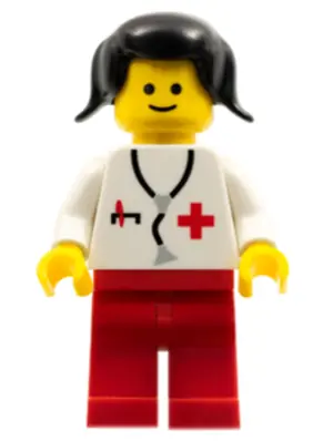 DOC001B:  Doctor - Stethoscope, Red Legs, Black Pigtails Hair (Reissue)