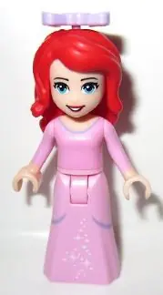 DP004:  Ariel, Human (Light Nougat) - Bright Pink Dress with White Stars, Lavender Bow