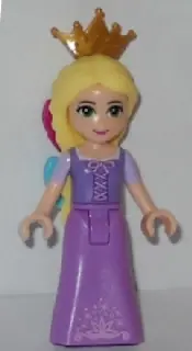 DP006:  Rapunzel - Mini Doll, Magenta and Medium Azure Bows, Pearl Gold Tiara