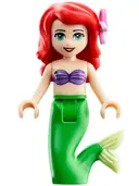 Minifigurka: DP014:  Ariel, Mermaid (Light Nougat) - Medium Lavender Shell Bra Top, Bright Green Tail, Medium Azure Eyes, Bright Pink Flower
