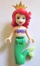 Minifigurka: DP023:  Ariel, Mermaid (Light Nougat) - Medium Lavender Shell Bra Top, Bright Green Tail, Medium Azure Eyes, Bright Pink Flower, Pearl Gold Tiara