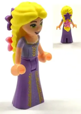 DP032:  Rapunzel - Mini Doll, Bright Pink and Dark Purple Flowers