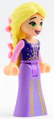 DP059:  Rapunzel - Mini Doll, 2 Bright Pink Flowers, Dark Purple Vest Open