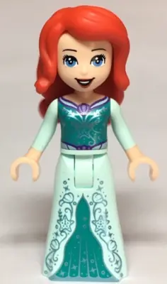 DP062:  Ariel, Human (Light Nougat) - Light Aqua Dress with Silver Starfish and Shells