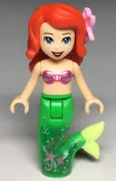 Minifigurka: DP063:  Ariel, Mermaid (Light Nougat) - Metallic Pink Shell Bra Top, Bright Green Tail with Stars and Scales, Medium Blue Eyes, Bright Pink Flower