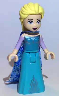 DP076:  Elsa - Medium Blue Long Narrow Cape with Snowflakes, Lavender Sleeves
