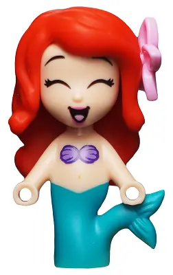 DP088:  Ariel, Mermaid (Light Nougat) - Micro Doll, Bright Pink Flower, Closed Eyes