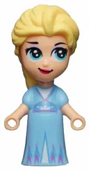 Minifigurka: DP110:  Elsa - Micro Doll, Bright Light Blue Dress, Closed Mouth Lopsided Grin