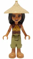 Minifigurka: DP118:  Raya - Tan Conical Hat, Yellow Top, Medium Nougat Boots