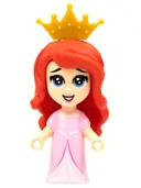 Minifigurka: DP125:  Ariel, Human (Light Nougat) - Micro Doll, Bright Pink Long Dress, Pearl Gold Tiara