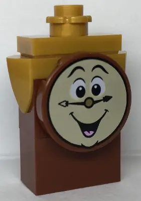 DP129:  Cogsworth - Printed Face with Tongue, 1 x 2 Brick Body without Pendulum Sticker