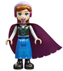 Minifigurka: DP135:  Anna - Blue Skirt, Black Boots and Black Top, Light Aqua Sleeves and Windswept Magenta Cape