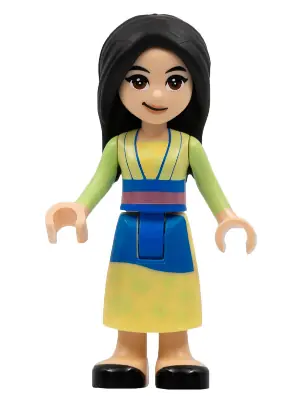 DP149:  Mulan - Yellowish Green and Bright Light Yellow Robe, Black Shoes, Lopsided Grin