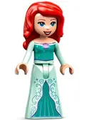 Minifigurka: DP164:  Ariel, Human (Light Nougat) - Light Aqua Dress with Stars, Medium Lavender Shell, Dark Purple Trim, Red Hair with Right Side Part
