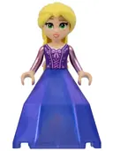 Minifigurka: DP167:  Rapunzel - Mini Doll, 2 Bright Pink Flowers, Diamond Dress Container Bottom