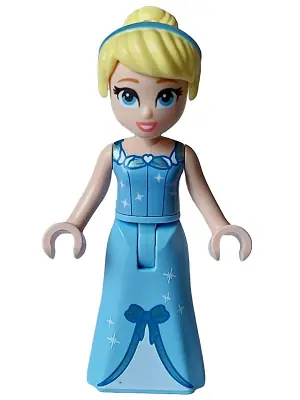 DP173:  Cinderella - Dress with Sparkles and Bow, Bright Light Blue Top, Coral Lips, Thin Hinge