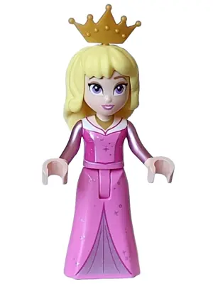 DP176:  Aurora - Dark Pink Dress, Metallic Pink Sleeves, Gold Necklace and Crown Tiara