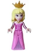 Minifigurka: DP176:  Aurora - Dark Pink Dress, Metallic Pink Sleeves, Gold Necklace and Crown Tiara