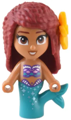 DP178:  Ariel, Mermaid (Medium Nougat) - Micro Doll, Bright Light Orange Flower
