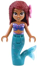 Minifigurka: DP181:  Ariel, Mermaid (Medium Nougat) - Mini Doll, Bright Pink Flower