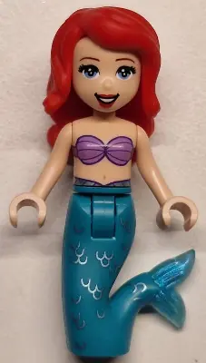 DP189:  Ariel, Mermaid (Light Nougat) - Medium Lavender Shell Bra Top, Dark Turquoise Tail, Medium Blue Eyes