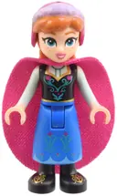 Minifigurka: DP196:  Anna - Blue Skirt, Black Boots and Black Top, Light Aqua Sleeves, Magenta Cape