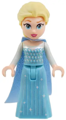 DP197:  Elsa - Medium Azure Dress, Medium Blue Long Narrow Glitter Cape, Open Smile