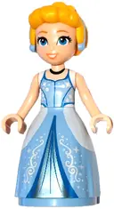 Minifigurka: DP212:  Cinderella - Bright Light Blue and Metallic Light Blue Ball Gown, Bright Light Orange Hair