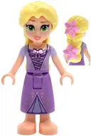Minifigurka: DP225:  Rapunzel - Mini Doll, 2 Bright Pink Flowers, Metallic Pink Laced Dress